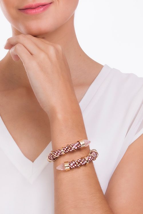 Pulseira Eden - Quartzo Rosa - Coleção Origens Banho: Folheado a Ouro