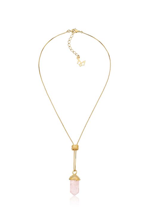 Colar Essência - Quartzo Rosa - Coleção Origens Banho: Folheado a Ouro
