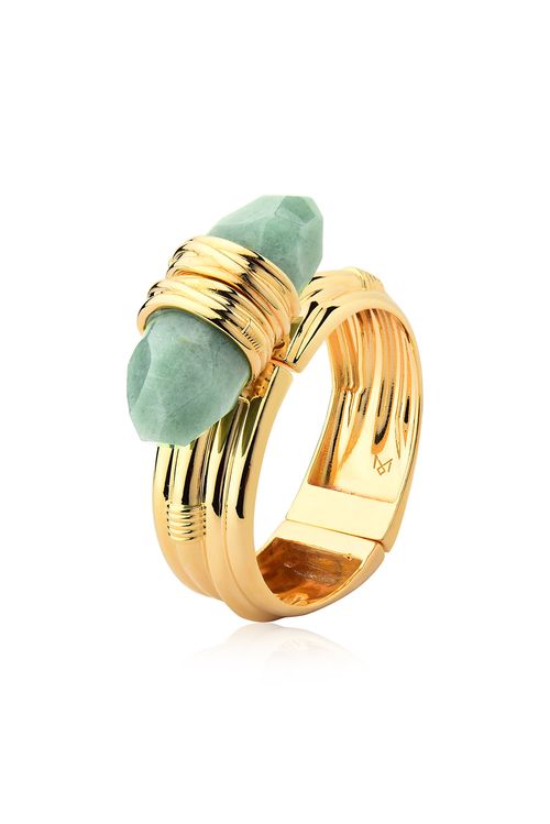 Pulseira Essência - Quartzo Verde - Coleção Origens Banho: Folheado a Ouro