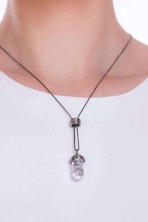 Colar Essência - Cristal - Coleção Origens Banho: Ródio Negro
