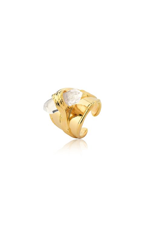 Anel Vintage - Cristal - Coleção Origens Banho: Folheado a Ouro