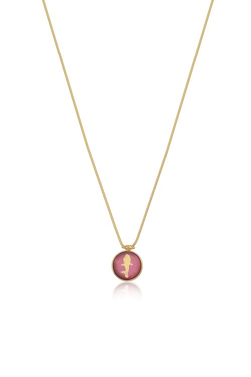 Colar Medalha - Marsala - Coleção Lolinha Princesa do Mar Banho: Folheado a Ouro