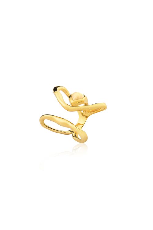 Anel Paraná - Amazonita Bege - Coleção Tropical Samba Banho: Folheado a Ouro