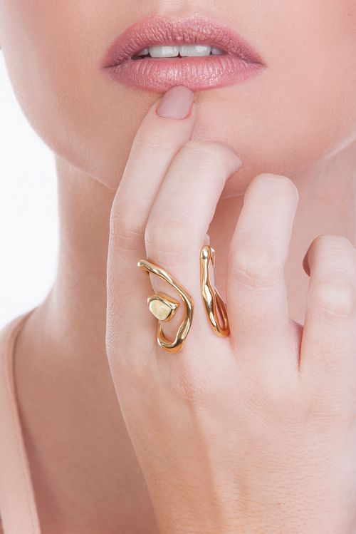 Anel Paraná - Amazonita Bege - Coleção Tropical Samba Banho: Folheado a Ouro