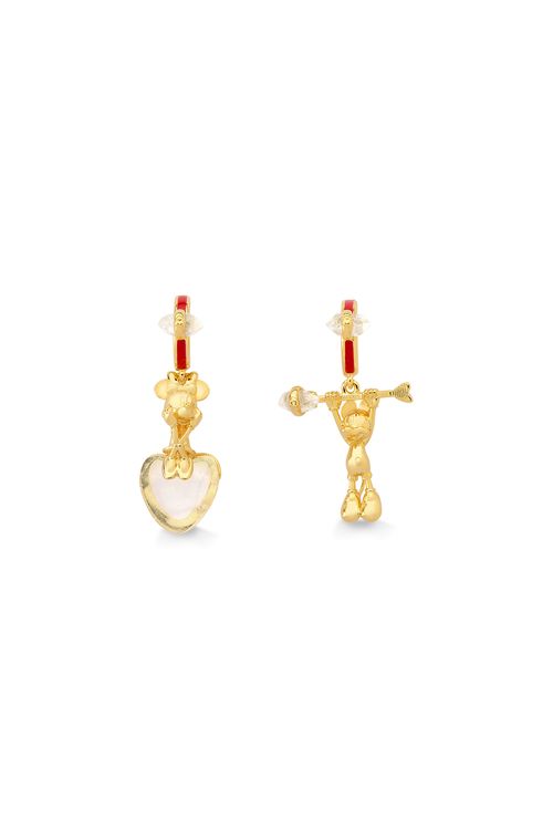 Brinco Disney Love - Cristal e Esmalte Vermelho - Coleção Welcome Love Banho: Folheado a Ouro