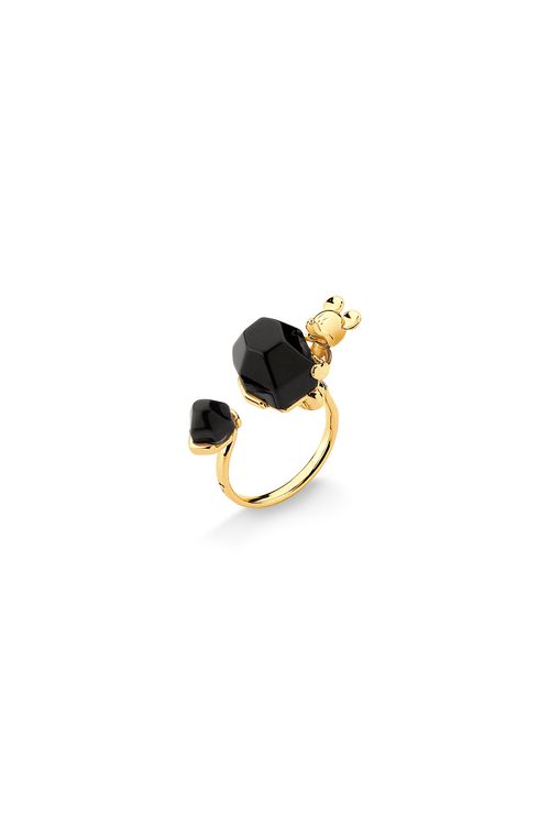 Anel Mickey - Obsidiana Preta - Coleção Disney Launch Banho: Folheado a Ouro
