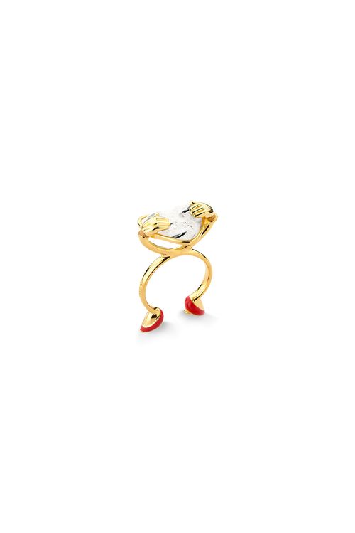 Anel Disney Love - Cristal Grafitado e Esmalte Vermelho - Coleção Welcome Love Banho: Folheado a Ouro