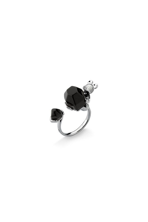 Anel Mickey - Obsidiana Preta - Coleção Disney Launch Banho: Ródio Negro