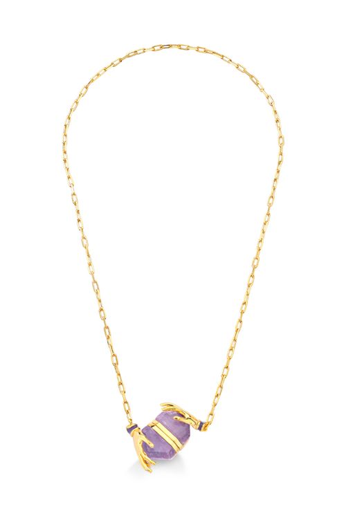 Colar Encantado - Ametista e Esmalte Roxo - Coleção Disney Malévola Banho: Folheado a Ouro
