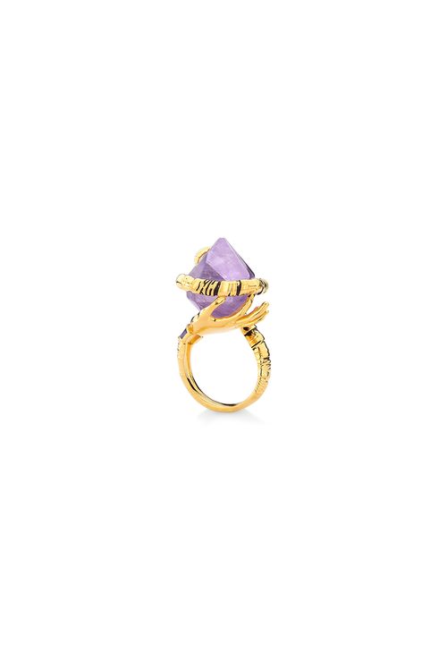 Anel Encantado - Ametista e Esmalte Roxo - Coleção Disney Malévola Banho: Folheado a Ouro