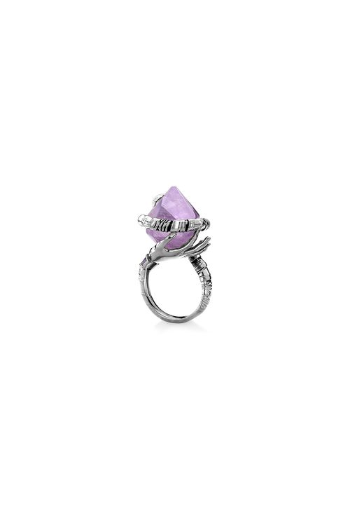 Anel Encantado - Ametista e Esmalte Roxo - Coleção Disney Malévola Banho: Ródio Negro