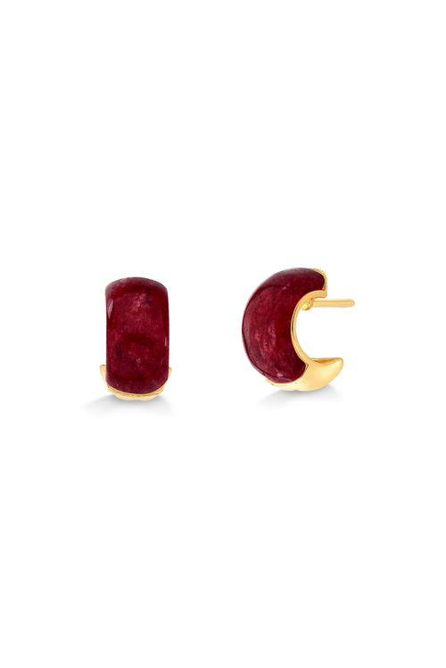 Brinco Always - Feldspato Vermelho - Coleção No Conforto do Seu Amor Banho: Folheado a Ouro