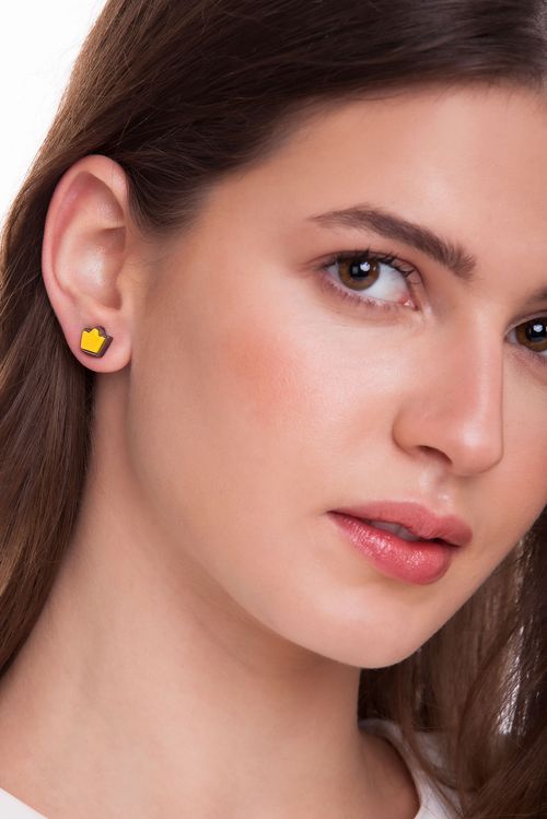 Brinco Princess - Quartzo Amarelo - Coleção Ícones Banho: Ródio Negro