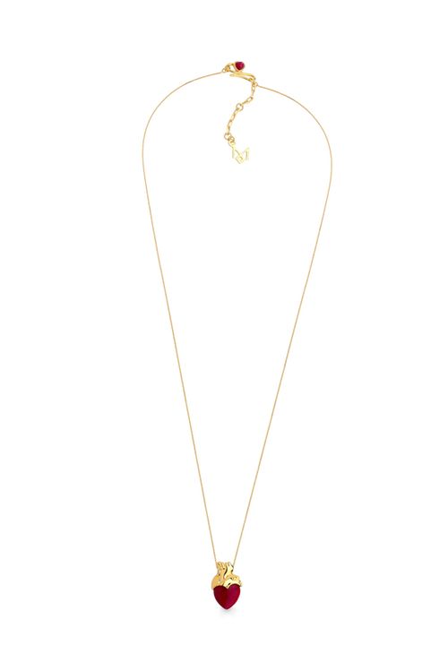 Colar Amor da Minha Vida - Feldspato Vermelho - Coleção No Conforto do Seu Amor Banho: Folheado a Ouro
