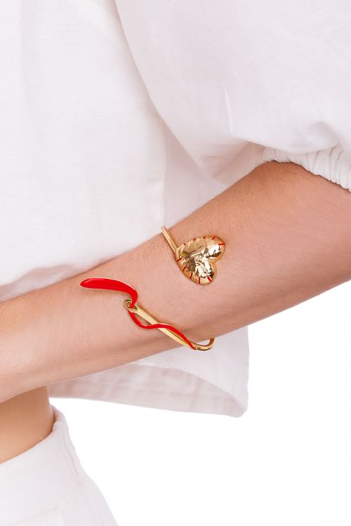 Pulseira Amor - Esmalte Vermelho - Coleção No Conforto do Seu Amor Banho: Folheado a Ouro