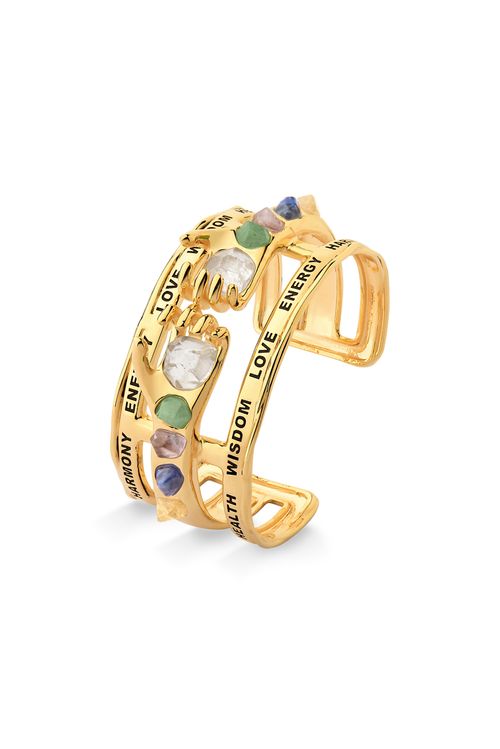 Pulseira Protection Médio - Cristal, Quartzo Verde, Ametista, Citrino e Sodalita - Coleção Believe Banho: Folheado a Ouro