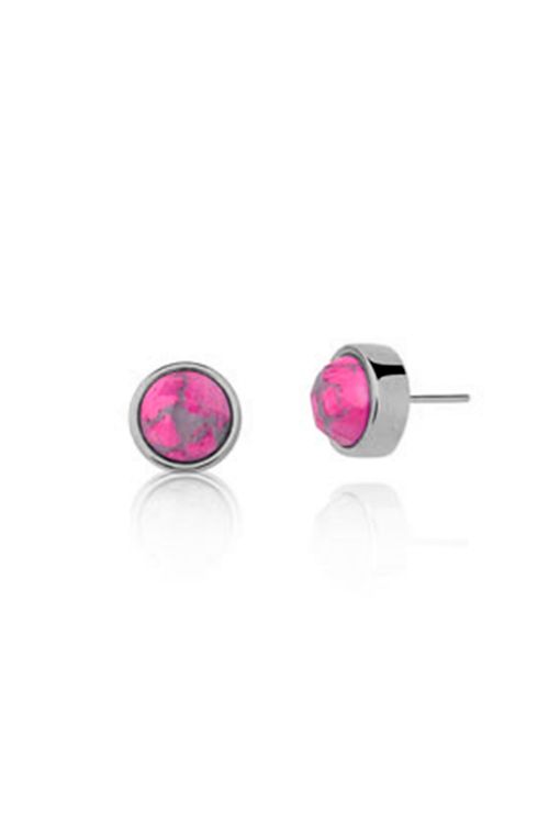 Brinco Bola Facetado - Haulita Pink - Coleção Daily Banho: Ródio Negro
