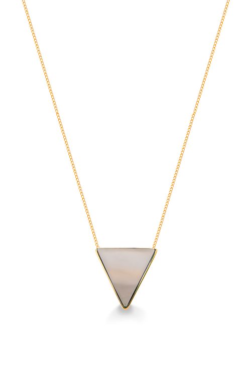 Colar Triangle - Ágata Cinza - Coleção Geometric Banho: Folheado a Ouro