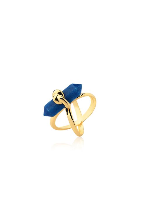 Anel Knot - Quartzo Azul Anil - Coleção In Love Banho: Folheado a Ouro