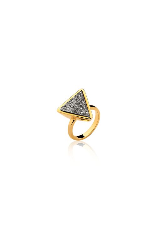 Anel Little Triangle - Drusa Metalizada - Coleção Geometric Banho: Folheado a Ouro