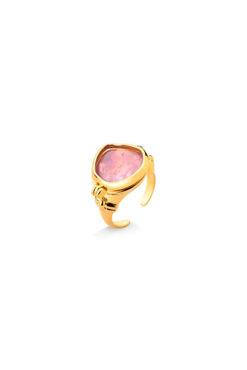 Anel Relicário Tesouro - Ametista, Citrino, Quartzo Rosa e Verde, Cristal - Coleção Ícones Banho: Folheado a Ouro
