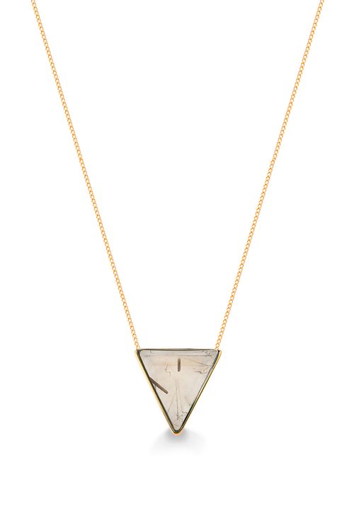 Colar Triangle - Cristal Grafitado - Coleção Geometric Banho: Folheado a Ouro