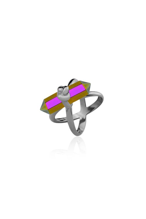 Anel Knot - Cristal Multicolorido - Coleção In Love Banho: Ródio Negro