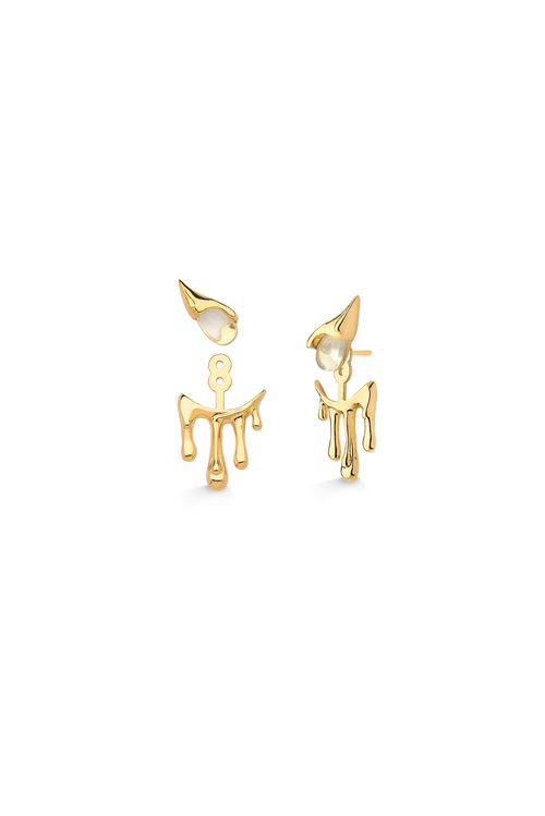 Brinco Pingo - Cristal - Coleção Impulso Banho: Folheado a Ouro
