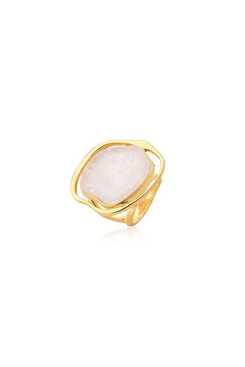 Anel Soleil - Quartzo Rosa - Coleção Acquarella Banho: Folheado a Ouro