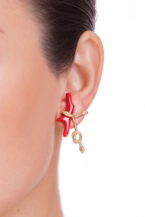 Brinco Coral - Vermelho - Coleção Marea Banho: Folheado a Ouro