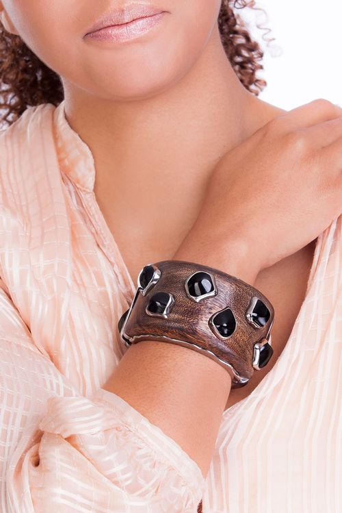 Pulseira Minas Gerais - Ônix - Coleção Tropical Samba Banho: Ródio Negro
