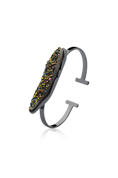 Pulseira U Rock Drop - Drusa Multicolorida - Coleção U Rock Banho: Ródio Negro