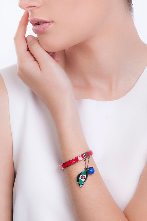 Pulseira Miró - Vermelho - Coleção Fusion Banho: Ródio Negro