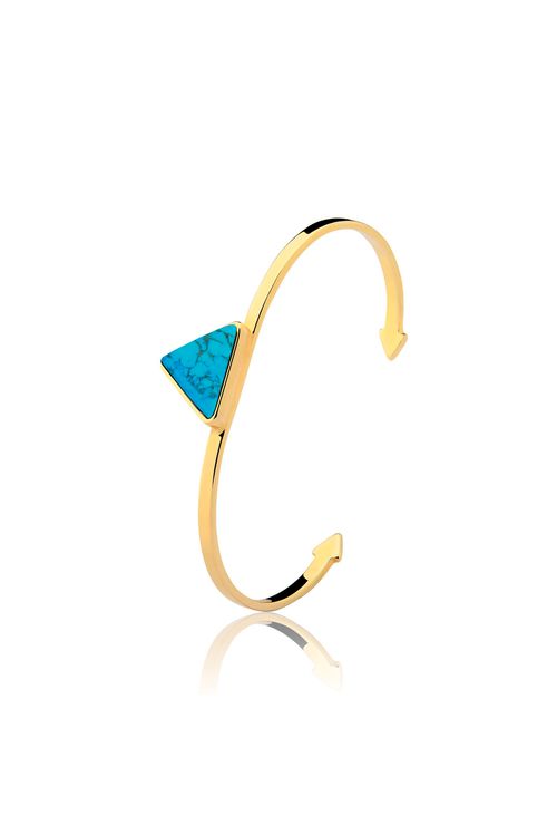 Pulseira Galaxy Triângulo - Turquesa - Coleção Geometric Banho: Folheado a Ouro