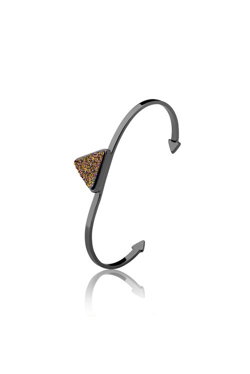 Pulseira Galaxy Triângulo - Drusa Multicolorida - Coleção Geometric Banho: Ródio Negro