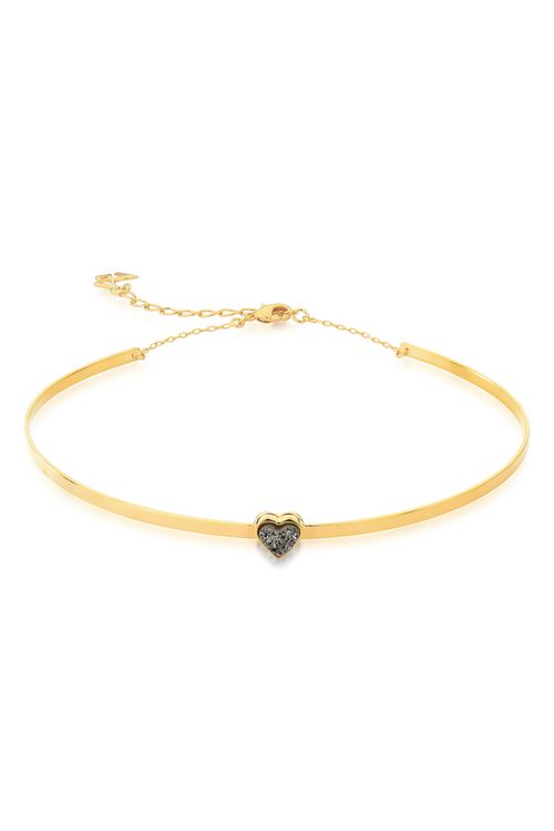 Colar Choker Petit Amour - Drusa Metalizada - Coleção Flor e Ser Amor Banho: Folheado a Ouro
