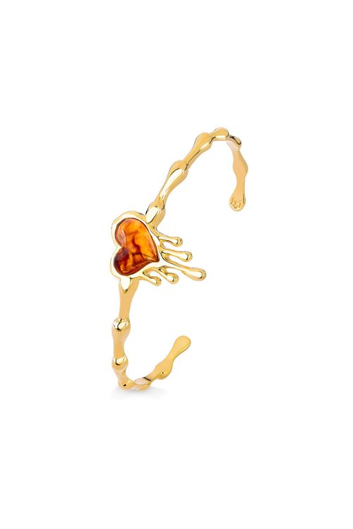 Pulseira Desejo - Resina Caramelo - Coleção Flor e Ser Amor Banho: Folheado a Ouro