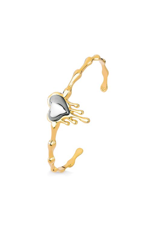Pulseira Desejo - Ágata Cinza Metalizada - Coleção Flor e Ser Amor Banho: Folheado a Ouro