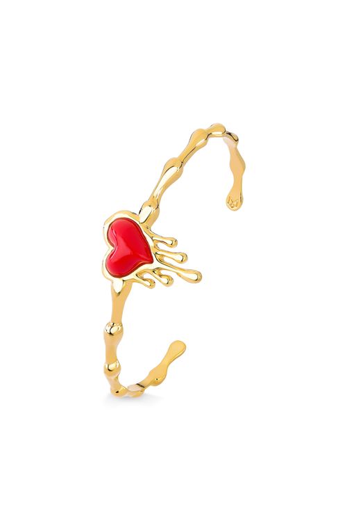 Pulseira Desejo - Resina Vermelha - Coleção Flor e Ser Amor Banho: Folheado a Ouro