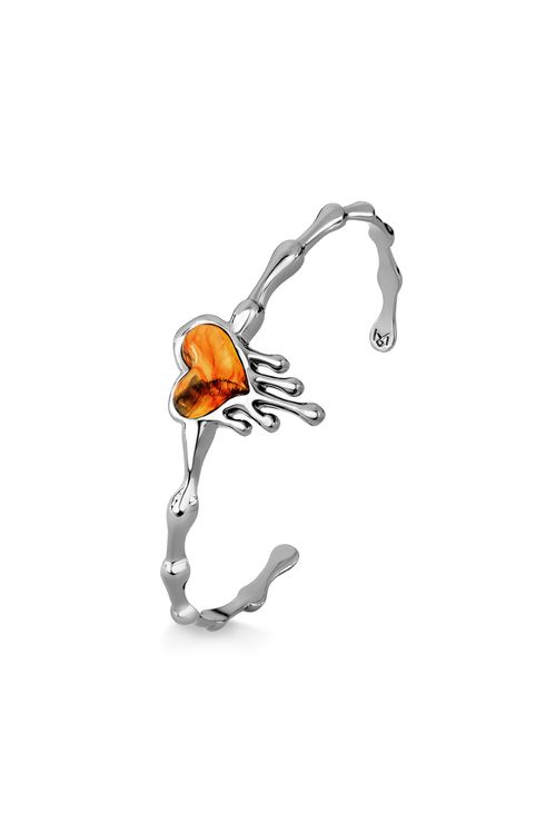 Pulseira Desejo - Resina Caramelo - Coleção Flor e Ser Amor Banho: Ródio Negro