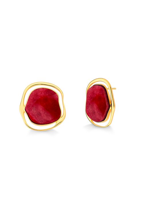 Brinco Soleil - Feldspato Vermelho - Coleção Acquarella Banho: Folheado a Ouro
