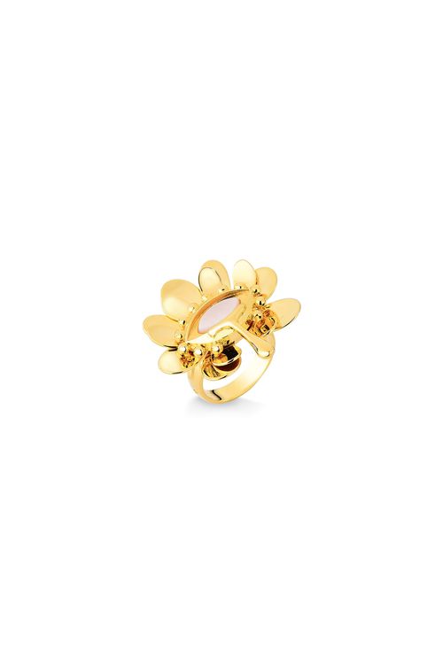 Anel Amor Transborda - Madrepérola - Coleção Flor e Ser Amor Banho: Folheado a Ouro