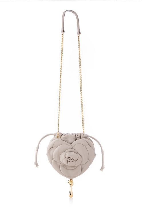 Bolsa Florescer - Couro Areia - Coleção Flor e Ser Amor Banho: Folheado a Ouro