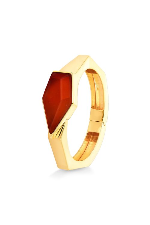 Pulseira Enigma - Ágata Vermelha - Coleção Enigma Banho: Folheado a Ouro