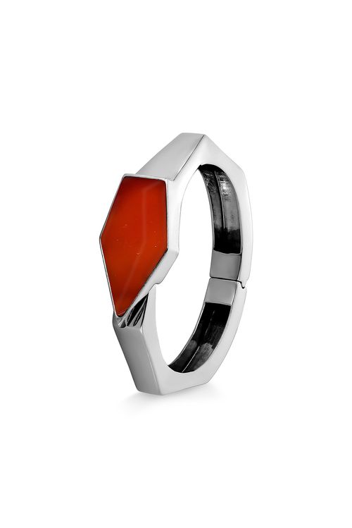 Pulseira Enigma - Ágata Vermelha - Coleção Enigma Banho: Ródio Negro