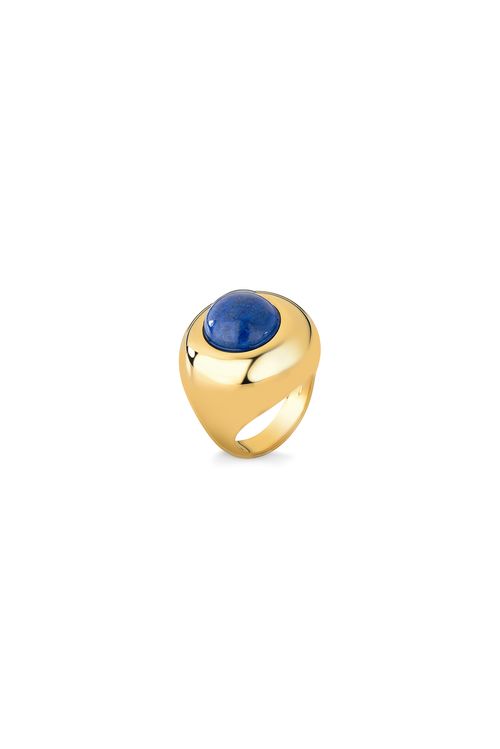 Anel Audax - Quartzo Azul Anil - Coleção Inéditos Julho Banho: Folheado a Ouro