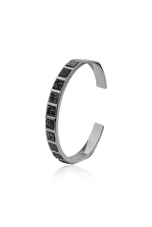 Pulseira Gabrielle - Drusa Preta - Coleção Geometric Banho: Ródio Negro