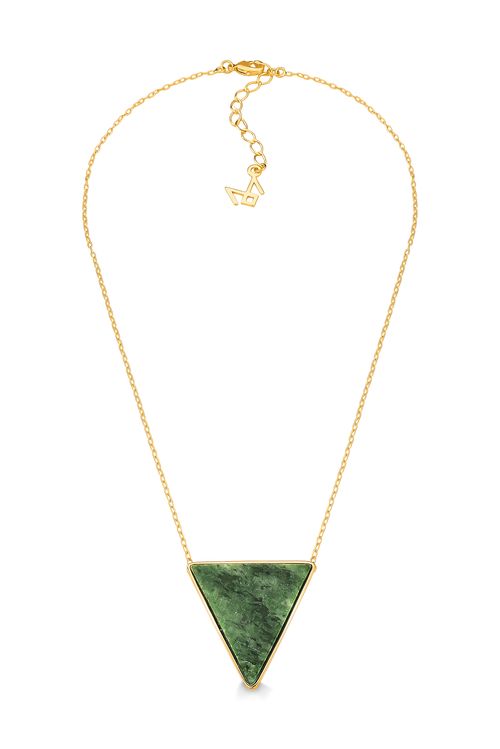 Colar Triangle - Jaspe Verde - Coleção Geometric Banho: Folheado a Ouro