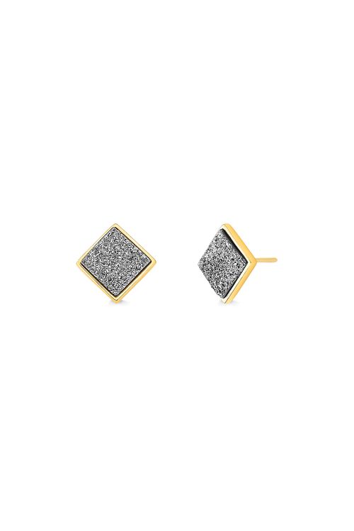 Brinco Tribal - Drusa Metalizada - Coleção Geometric Banho: Folheado a Ouro