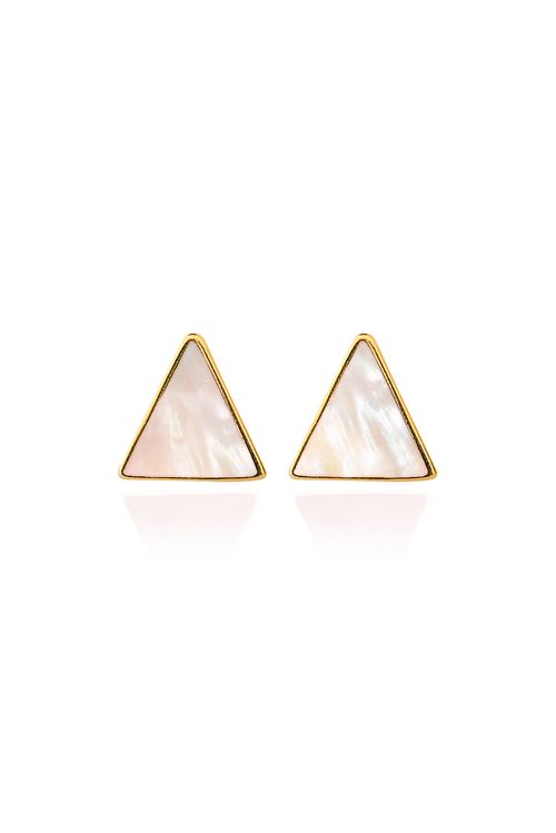 Brinco Triangle - Madrepérola - Coleção Geometric Banho: Folheado a Ouro